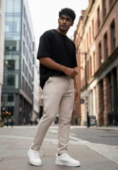 Pantaloni barbati casual bej 3001 imagine