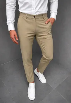 Pantaloni barbati casual bej C001 imagine