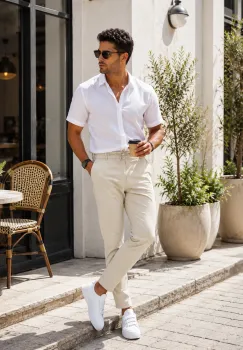 Pantaloni barbati casual  bej  PREMIUM  13500 imagine