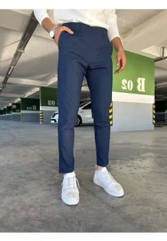 Pantaloni barbati casual bleumarin  C001 imagine