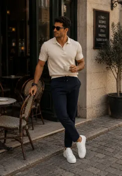Pantaloni barbati casual  bleumarin  PREMIUM  13500 imagine