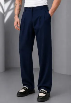 Pantaloni barbati casual  croiala lejera  bleuamrin A01 imagine