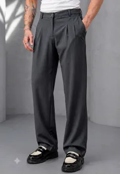 Pantaloni barbati casual  croiala lejera  gri inchis A01 imagine