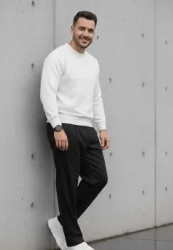 Pantaloni barbati casual  croiala lejera  negri B01 imagine