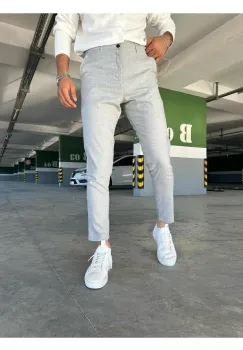 Pantaloni barbati casual gri C001 imagine