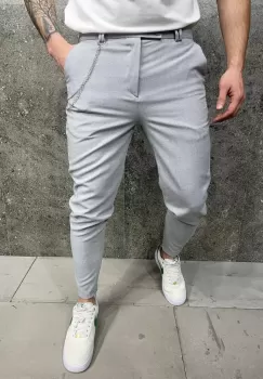 Pantaloni barbati casual gri + lant 12096 11-6.2 imagine