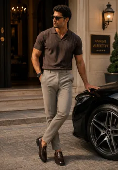 Pantaloni barbati casual  gri   PREMIUM  13502 imagine