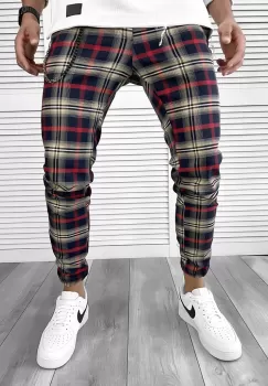 Pantaloni barbati casual in carouri 11953 imagine