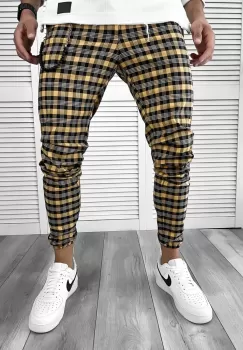 Pantaloni barbati casual in carouri 11960 imagine