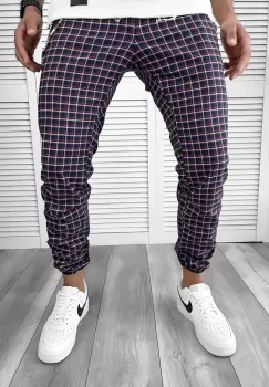 Pantaloni barbati casual in carouri 11968 imagine