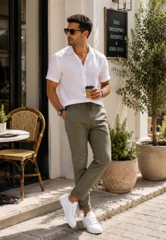 Pantaloni barbati casual  kaki  PREMIUM  13500 imagine