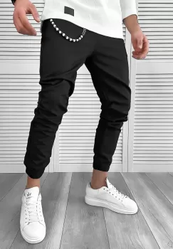 Pantaloni barbati casual negri 7182 imagine