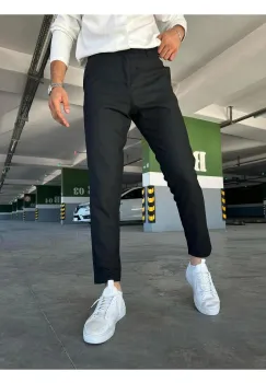 Pantaloni barbati casual negri C001 imagine