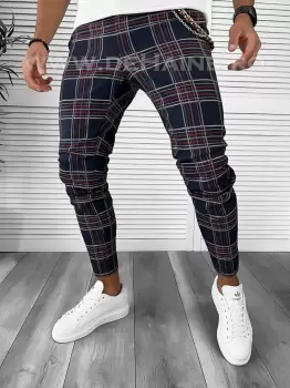 Pantaloni barbati casual regular fit bleumarin B7942 3-4 E imagine