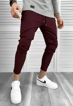 Pantaloni barbati casual regular fit grena 7086 imagine