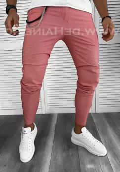 Pantaloni barbati casual regular fit roz cu defect E1417 imagine