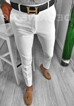 Pantaloni barbati eleganti albi CU MIC DEFECT  DEF6688  O3-1.1 imagine