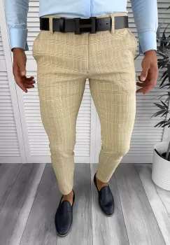 Pantaloni barbati eleganti bej 12735  imagine