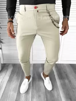 Pantaloni barbati eleganti bej B9085 F3-3 imagine