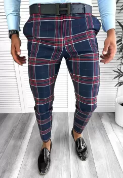 Pantaloni barbati eleganti bleumarin B1546 9-4 e ~ imagine