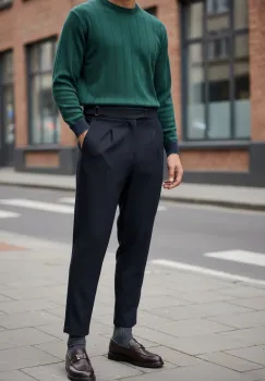 Pantaloni barbati eleganti bleumarin S131 imagine