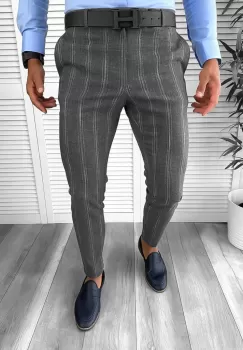 Pantaloni barbati eleganti gri B1551 67-3 E~ imagine