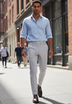Pantaloni barbati eleganti gri S135 imagine