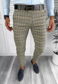 Pantaloni barbati eleganti maro 12736 imagine