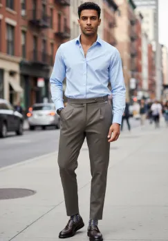 Pantaloni barbati eleganti maro S137 imagine