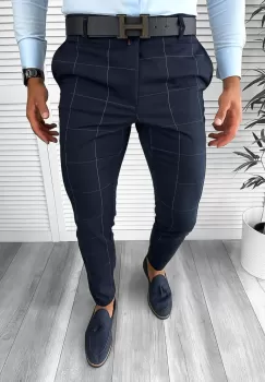 Pantaloni barbati eleganti regular fit bleumarin 11969 65-2 E~ imagine