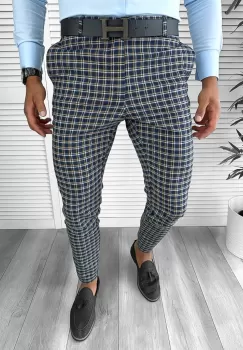 Pantaloni barbati eleganti regular fit carouri B1739 28-4 E~ imagine