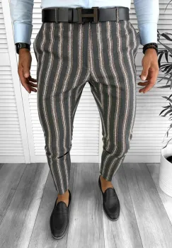Pantaloni barbati eleganti regular fit cu dungi B1547 67-4 / 17-4 E~ imagine