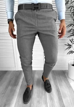 Pantaloni barbati eleganti regular fit gri B1769 imagine