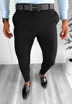 Pantaloni barbati eleganti regular fit negri B1769 E 17-3 ~ imagine