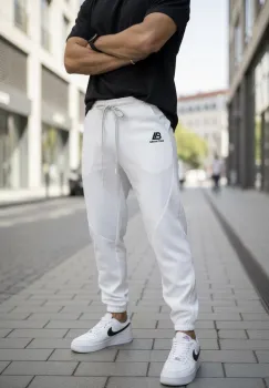 Pantaloni de trening albi conici GG107 imagine