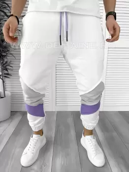 Pantaloni de trening albi conici K154 N2-3.1 imagine
