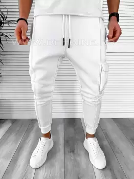 Pantaloni de trening albi conici K156  imagine