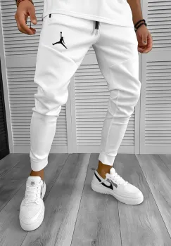 Pantaloni de trening albi conici silon 12361 N1-4.3 imagine