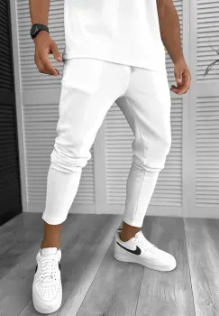 Pantaloni de trening barbati slim fit alb 8206 imagine