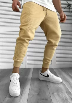 Pantaloni de trening bej conici 041 imagine