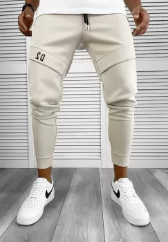 Pantaloni de trening bej conici 12180 imagine