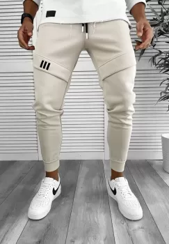 Pantaloni de trening bej conici 12259 Y10-1 imagine