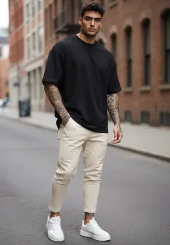 Pantaloni de trening bej conici 2567 22-2.2 imagine