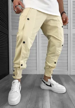 Pantaloni de trening bej conici Y361 100-1.3 imagine