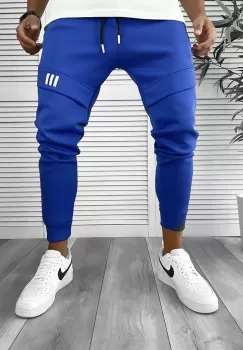 Pantaloni de trening bleu conici 12259 imagine