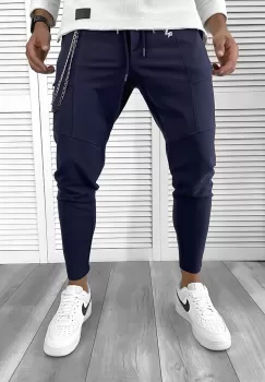 Pantaloni de trening bleumarin conici 12108 imagine