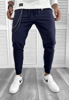 Pantaloni de trening bleumarin conici 12113 imagine