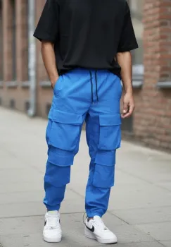 Pantaloni de trening cargo  albastri  conici Y239 O2-5.2 imagine