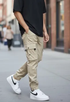 Pantaloni de trening cargo  bej  conici Y307 P19-5.2 imagine