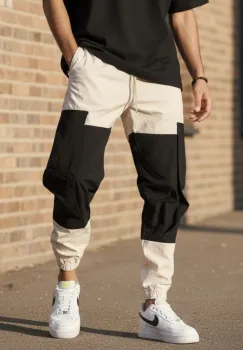 Pantaloni de trening cargo  bej  conici Y356 imagine